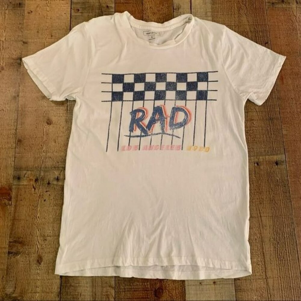 Adam Levine mens short sleeve crew neck rad graphic tee in white - S